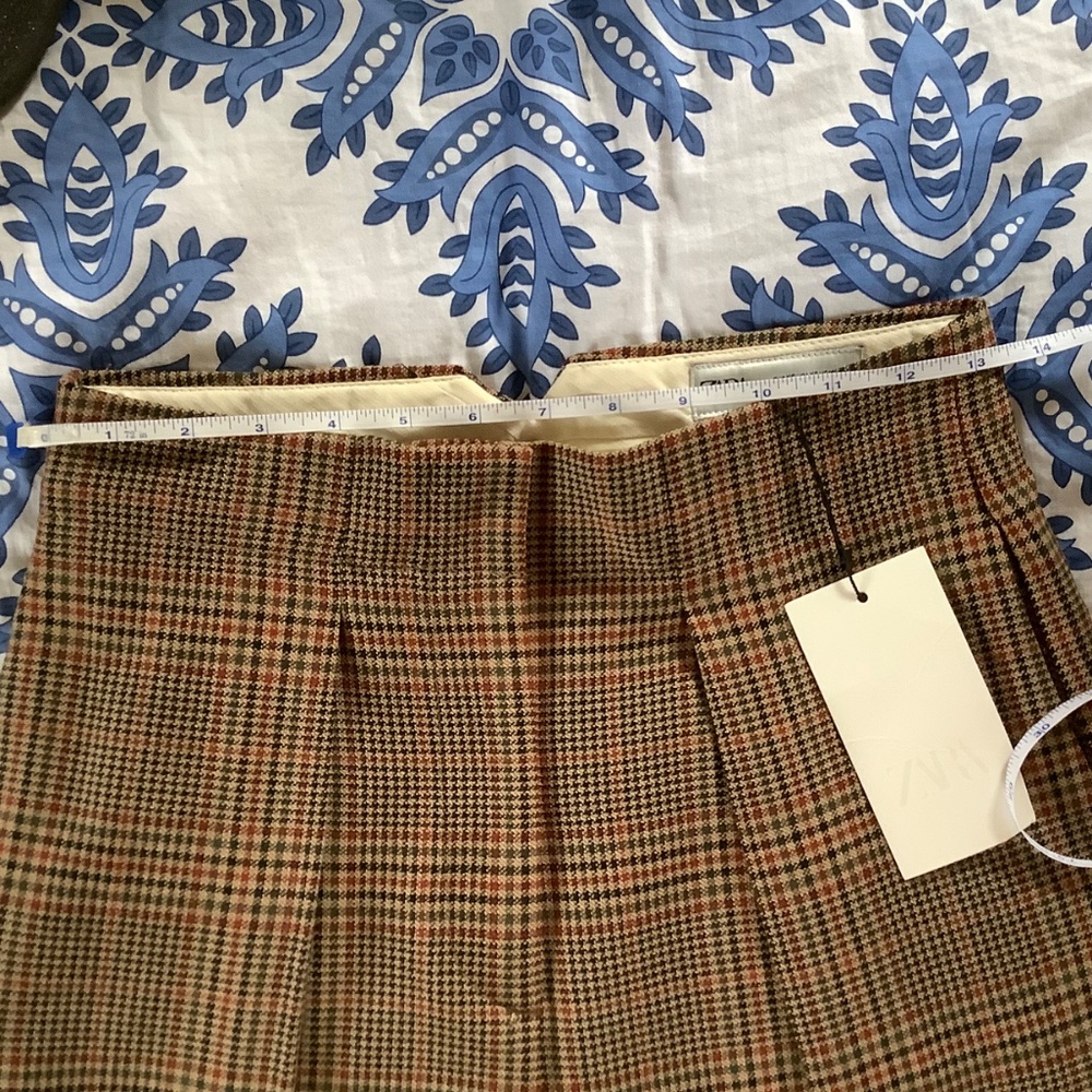 ZARA Women Collection Check Darted Trousers Light Brown SZ XS - Picture 12 of 16